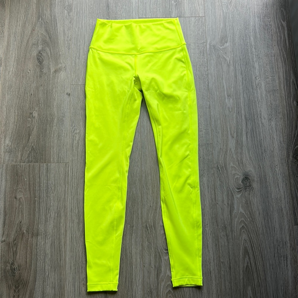 Lululemon Wunder Under High Rise 28" Leggings Highlighter Yellow Size 6